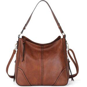 Womens Hobo Crossbody Bags Vegan Leather, Bucket Bags Brown